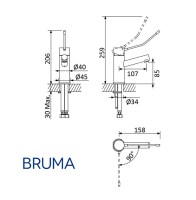 MEDIDAS MONOMANDO LAVABO LUSITANO BRUMA